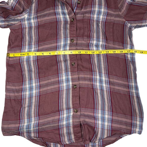 Lightweight Flannel Top - Wine/Burgundy, White, and Periwinkle/Purplish-Blue - Picture 15 of 17